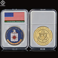 American CIA Military Gold Plated US Gold Coin Challenge Coins Collectible W Acrylic Box Protection