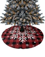 Christmas Red Plaid Snowflake Christmas Tree Skirt Xmas Decorations for Home Supplies Round Christmas Tree Skirts Base Cover