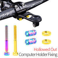 RISK จักรยานคอมพิวเตอร์ Mount Holder Fixing Unit-SL Bolts Titanium Alloy MTB Bike Stem Mount Stopwatch Holder Fixed Screws RT108