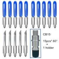CB15 60 องศา 15 ชิ้นพล็อตเตอร์ใบมีดตัดไวนิลสําหรับ Graphtec Silhouette Cameo 3 Portait 2 + 1pc Blade Holder