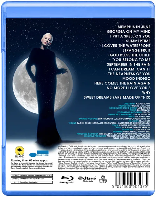 Annie Lennox an evening of nostalgia Concert (Blu ray BD25G