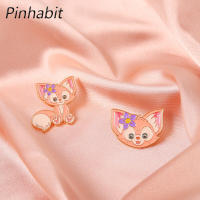 Pinhabit หมุดเข็มกลัดเคลือบสุนัขจิ้งจอกลายการ์ตูนเบลล์สีชมพูน่ารัก