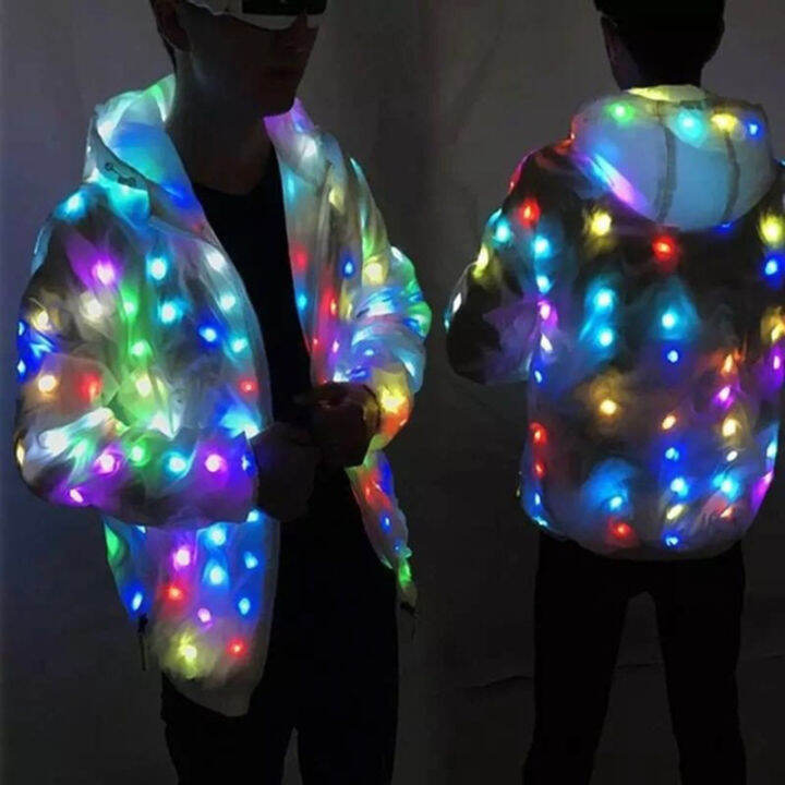 เสื้อผ้า-led-ชุดเต้นรำเย็นเสื้อโค้ทสีสันไฟกระพริบฮาโลวีน