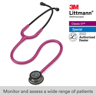 3M Littmann Classic III Stethoscope, 27 inch, #5871 (Raspberry Tube, Smoke-Finish Chestpiece, Stainless Stem &amp; Eartubes)