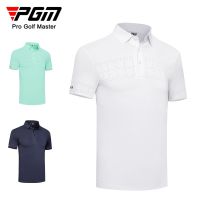 PGM Mens Golf Short Sleeve T Shirt with Laser Perforation Design Cool Antimicrobial Sports Fabric Top Shirts for Men YF582