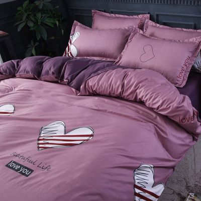 【hot】✓♘ Hot high quality bedding double sanded quilt sheet pillowcase four-piece set