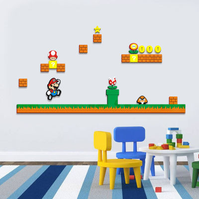 Boys Roomสติ๊กเกอร์DIY 3D Acrylic Super Marioสติ๊กเกอร์ติดผนัง150X70ซม