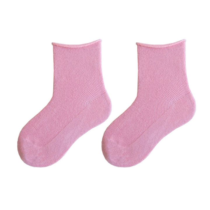 ถุงเท้ายาวจับสีลูกอมกันลื่นถุงเท้าทรงท่อสั้นสำหรับเด็กวัยหัดเดินระบายอากาศได้ดีถุงเท้ายาว
