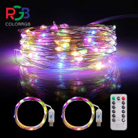 ColorRGB, Dimmable USB String Lights, 5M 10M 20M LED Fairy Lights with Remote 8 Modes Copper Wire Lights for Bedroom, Party