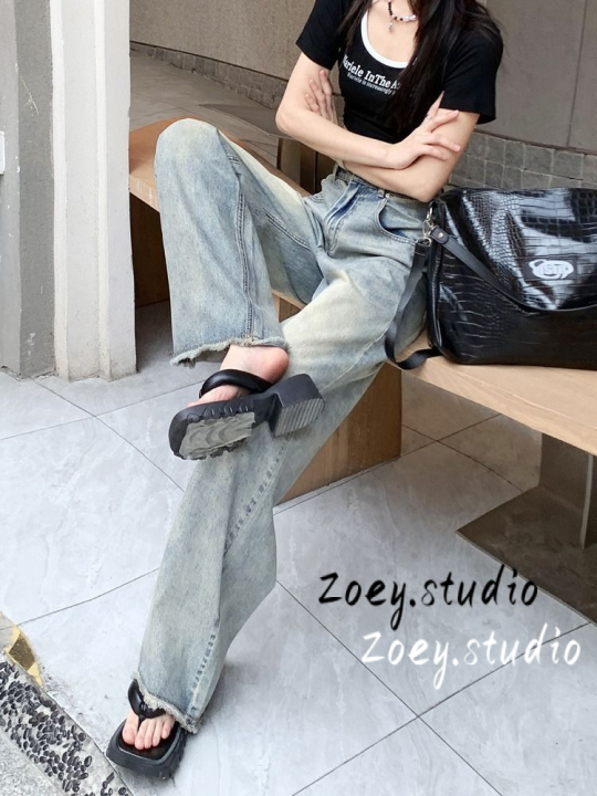 zoey-studio-กางเกงยีนส์-กางเกงขายาว-กางเกงคาร์โก้ผู้หญิง-กระชับ-ความสะดวกสบายความสะดวกสบาย-ลำลอง-2023-new-wnk23906eq-36z230909