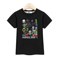 เสื้อยืด ลาย Minecraft สำหรับเด็กผู้ชาย เสื้อแขนสั้นฤดูร้อนสำหรับเด็ก