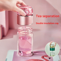 Creative Tea and Water Separation Glass High-value Heat-resistant Flower Tea Cup Female Portable Cute Office Home Water Cup