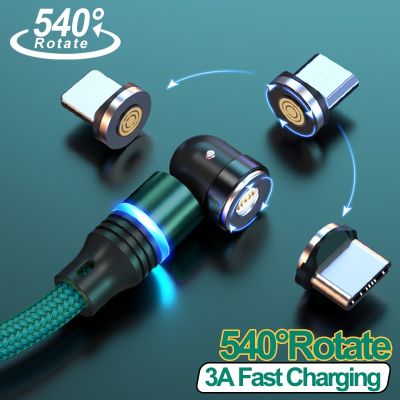 540 Degree Roating Magnetic 3A data cable Micro USB Type C Phone Fast charging Cable For iPhone Samsung Xiaomi Charger wire cord Docks hargers Docks C