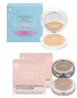 Pharma pure acne solution young natural powder แป้งตลับ คุมมัน ป้องกันสิว 11.5 กรัม /Pharmapure Smooth and Radiance Powder SPF 50 แพ็ค2 แป้ง พัฟ ปกปิด ริ้ว รอย ฝ้า ผสม รองพื้น สำหรับผิวแพ้ง่าย คุมมัน