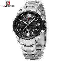 NAVIFORCE Men Watch Waterproof Shock Resistance Casual Sports Watches Stainless Steel Quartz Dual Calendar with Luminous Display