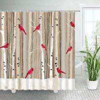 【Bathroom sale】บทคัดย่อนกม่านอาบน้ำต้นไม้หิมะ BranchesFabricCurtains ตกแต่งห้องน้ำด้วยตะขอ