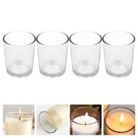 4pcs Glass Candle Cup Transparent Candle Adornment Candleholder Scene Decor