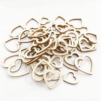 ❃♧ 50/100Pcs Valentines Day Heart Wooden Decorations Diy Hollow Wood Heart Ornaments Mini Hearts Craft Supplies Wedding Decoration