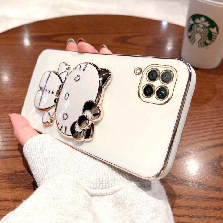 folding-makeup-mirror-phone-case-for-huawei-nova-7i-huawei-nova-6se-case-fashion-cartoon-cute-cat-multifunctional-bracket-plating-tpu-soft-cover-casing