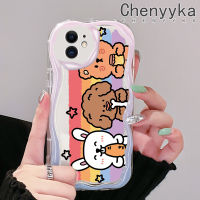 เคส Chenyyka สำหรับ iPhone 11 Pro 11 Pro Max เคสดีไซน์ใหม่รูปกระต่ายหมีสุนัขลายเนื้อครีมลูกคลื่นนุ่มเคสมือถือกันกระแทกแบบใสโปร่งใสลายกล้องถ่ายรูปเรียบง่ายอ่อนโยนฝาครอบป้องกัน