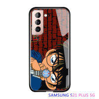 UCUC เคสโทรศัพท์เคสสำหรับ Samsung Galaxy S21 + 5G กรณี SamsungS21Plus กันกระแทกผู้หญิง Anime นักสืบ Conan กรณีปิดปลอก Jimmy Kudo Glossy กระจกป้องกันมือถือฝาหลังกรณี