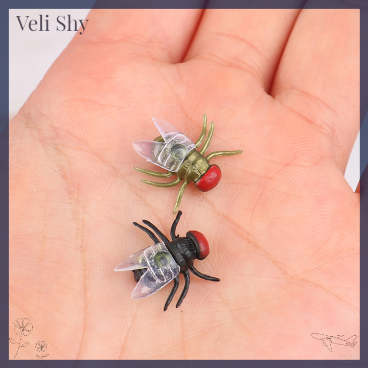 veli-shy-100ชิ้นแมลงวันปลอมพลาสติกแมลงวันแมลงจำลองของเล่นสำหรับงานเลี้ยงตลก