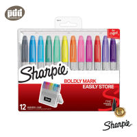 แพ็ค 12 ด้าม Sharpie ชาร์ปี้ ไฟน์ หัว 1.0 มม สีพิเศษ 12 สี ปากกามาร์คเกอร์ชนิดเขียนติดถาวร ลบไม่ได้ กันน้ำ กล่องตั้งได้ - Set of 12 pcs. Sharpie Fine Point 1.0 mm, Permanent Markers with Storage Case Vibrant Colors [เครื่องเขียน pendeedee]