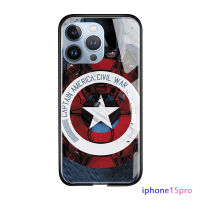 GGK เคสเคสสำหรับ Apple iPhone 15 Plus 15 Pro Max 15 Pro,เคสกันกระแทกสุดหรู Marvl The Avengers Superhero Spiderman เคสโทรศัพท์กัปตันอเมริกาไอรอนแมนกระจกเทมเปอร์ฝาหลัง