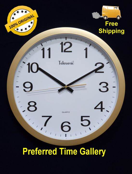 ORIGINAL Telesonic Wall Clock Q87102 Gold Case,Number Dial Lazada