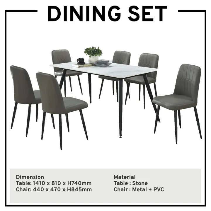 Dining Set 1+6 Dining Room Set Sintered Stone Table Top 6 Seater Dining