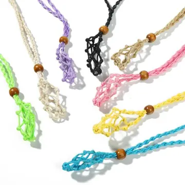 Crystal Holder Necklace Macrame Necklace, Interchangeable, Woven