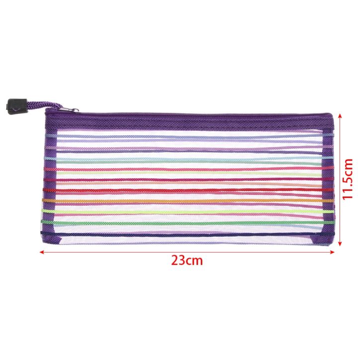 simple-transparent-rainbow-color-mesh-document-bag-nylon-stationery-bag-zipper-pencil-case-office-student-school-supplies