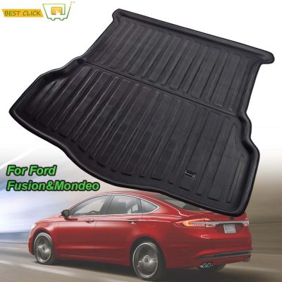 สำหรับ Ford Fusion Mondeo 2013 2014 2015 2016 2017 2018 2019ด้านหลัง Boot MatLiner Cargo ชั้นถาดพรมโคลน Kick Protector