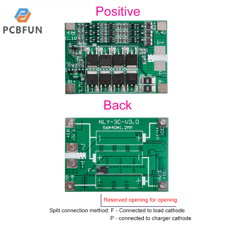 pcbfun-เครื่องชาร์จแบตเตอรี่ลิเธียมแบตเตอรี่3s-12v-40a-แผ่นป้องกันแผ่นป้องกันแผงระบบจัดการแบตเตอรีแผ่นปริ้นท์พร้อมระบบชาร์จที่สมดุล