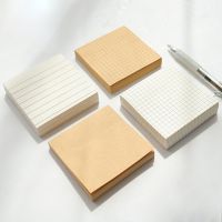 ♟◊❒ 80 Sheets Office Memo Pad Sticker Index Sticky Notes Simplicity Kraft Paper Stationery Self-adhesive Post Paste Blank Memorandum