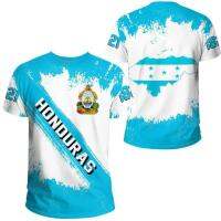 ❀☂ 2023 Honduras Flag Shirt Men Summer Honduras Emblem Printing Fashion Design Funny Soccer O Ncek Hrvatska Tshirt Wholesale