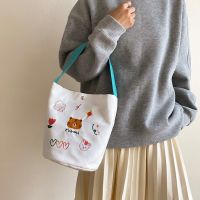 Cartoon Print Cute Student Handbag Casual Travel Small Bucket Bag Versatile Large-Capacity Lunch 【AUG】