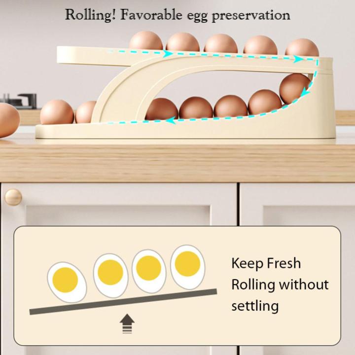 ตู้แช่ไข่ที่แยกไข่แบบเลื่อนได้สองชั้นแบบอัตโนมัติชั้นเก็บไข่ให้สดชื่นสำหรับห้องครัวในบ้าน