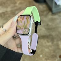 ◙▨✆ Creative Thin Magnetic Loop Strap For Apple Watch Band 44 40 45 41 42 38mm 49MM Girl Bracelet For iWatch Series Ultra 8 7 SE 6 5