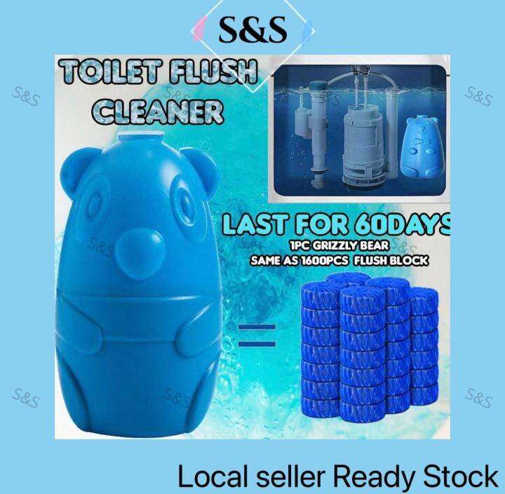 Toilet Flush Toilet Bowl Cleaner Blue Grizzly Bear Cleaner Deodorant