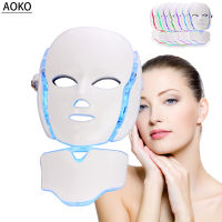 AOKO New 7 Color Light LED Photon Facial Neck Care Skin Rejuvenation Anti Acne Wrinkle Led Facial Spa Skin Care Tool