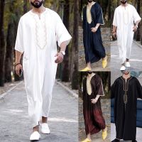 （A Simple）◘ 【STYLEF】Mens Robe Clothing New Saudi Arab Stripe Jubba Kaftan Dishdash Thobe【fashion-Clothes】