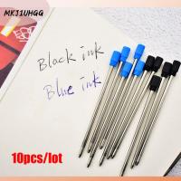 MKJIUHGG 10 pcs/lot 0.5mm ใหม่ อุปกรณ์เครื่องเขียน สำนักงาน หมึกสีน้ำเงิน/ดำ ปากกาลูกลื่นแบบเติม โลหะ แกนกลางปลายปากกา