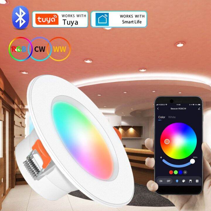 Led Downlight Tuya Smart Life Dimming Spot Bluetooth Lamp W W Rgb Change Warm Cool Light