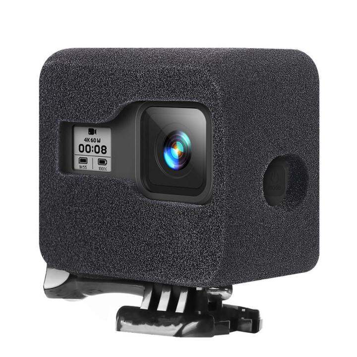 หมวกลมหุ้มเคสโฟมฟองน้ำลดเสียงรบกวนสำหรับ-gopro-hero-8กล้องแอ็กชันสีดำอุปกรณ์เสริมกระจกรถยนต์กันลม