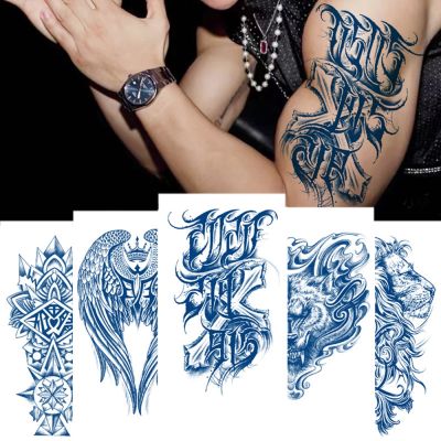 Juice Lasting Ink Tattoos Body Art Waterproof Temporary Tattoo Sticker Wing Gem Flower Women Totem Arm Lion Wolf Fake Tatoo Man