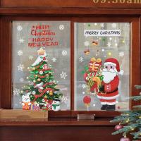 1set Christmas Window Glass Electrostatic Sticker Santa Claus Decoration Sticker Kids Rooms New Year Christmas Window Decoration