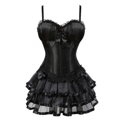 hot【DT】 Corset Dresses Burlesque Corsets Bustiers with Tutu Skirt Up for Clubwear S-2XL