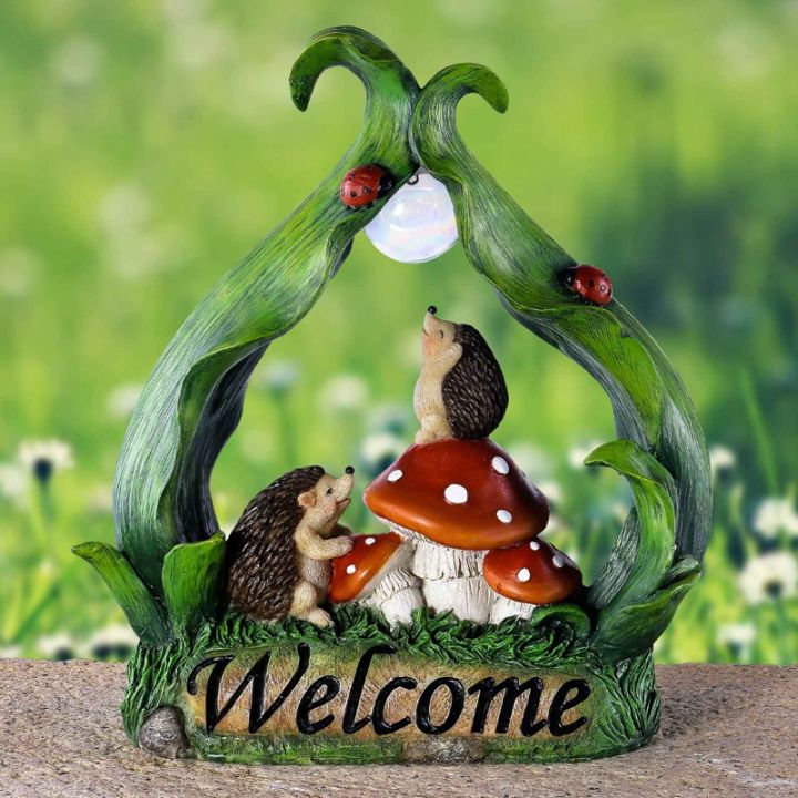 solar-energy-light-garden-statue-resin-gift-hedgehog-mushroom-landscape-decor-ornament-patio-animal-ornaments