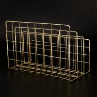 Nordic Style Iron Art Grid Storage Rack Book Holder Three Layer Desktop Magazine Shelf Home Organizer Decoration